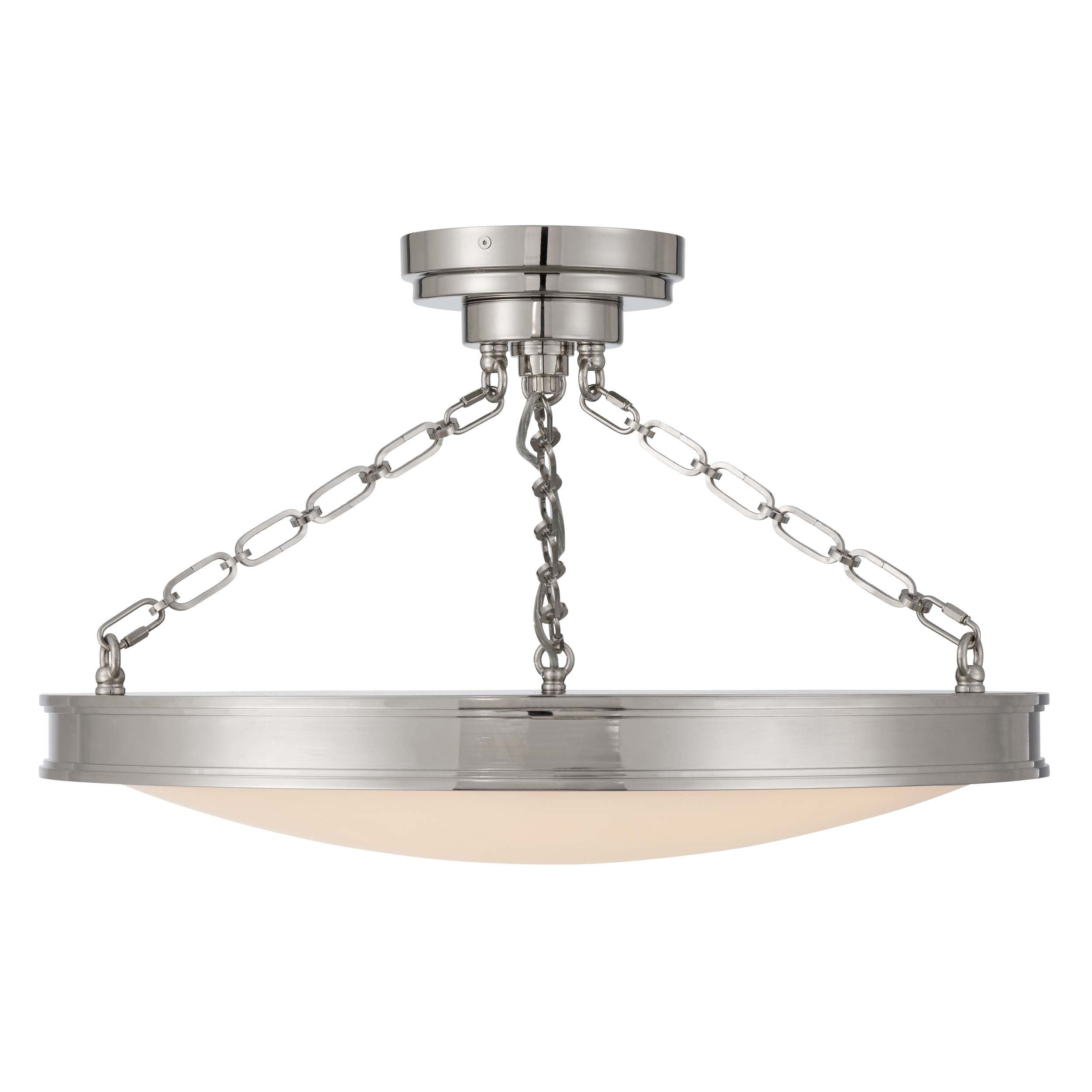 Cameron LED 24in Semi-Flush Mount Polished Nickel &h Etched Glass - - Golden Lighting