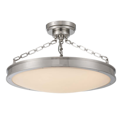Cameron LED 24in Semi-Flush Mount Polished Nickel &h Etched Glass - - Golden Lighting