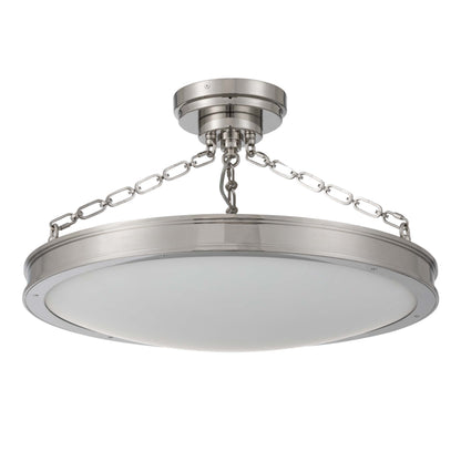 Cameron LED 24in Semi-Flush Mount Polished Nickel &h Etched Glass - - Golden Lighting