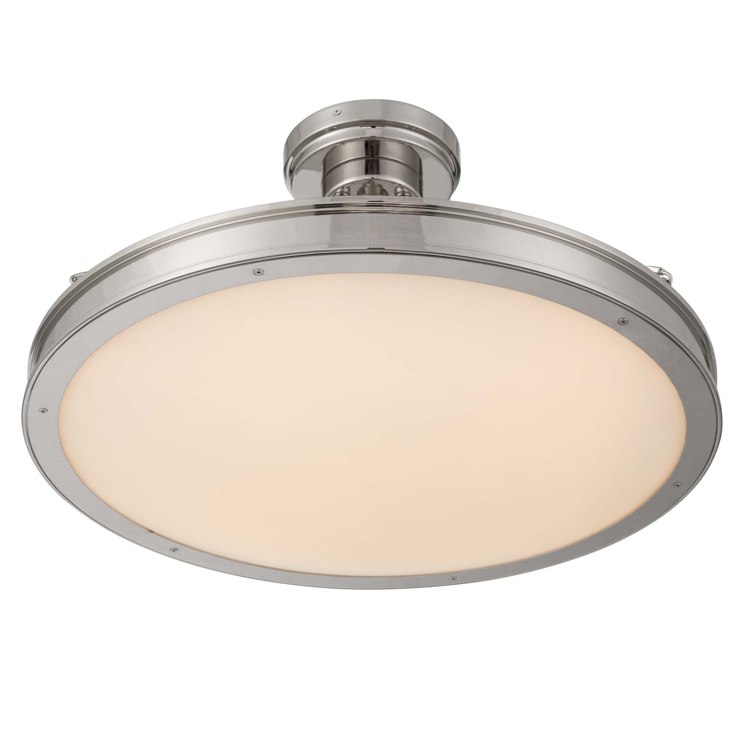 Cameron LED 24in Semi-Flush Mount Polished Nickel &h Etched Glass - - Golden Lighting