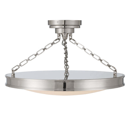 Cameron LED 24in Semi-Flush Mount Polished Nickel &h Etched Glass - - Golden Lighting