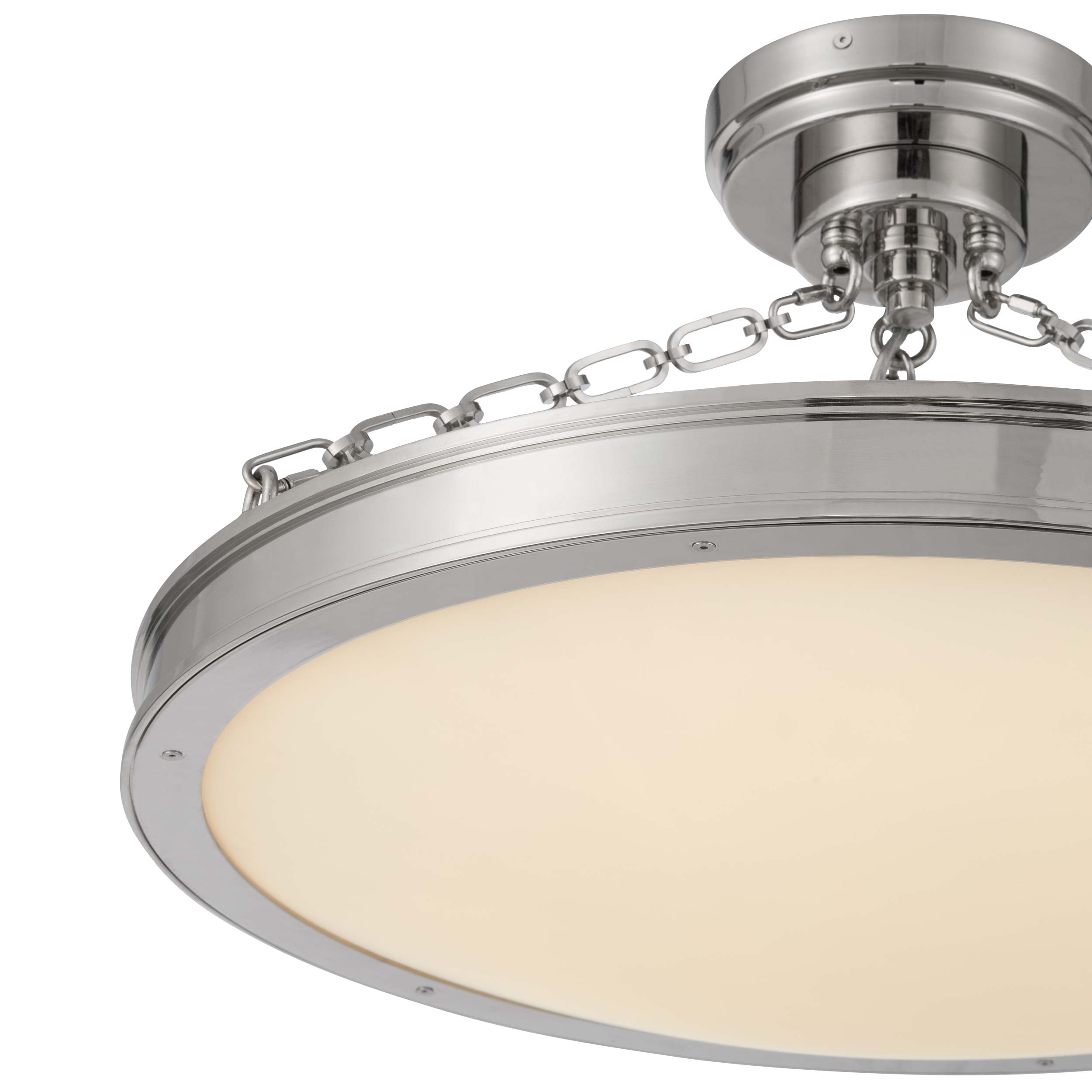 Cameron LED 24in Semi-Flush Mount Polished Nickel &h Etched Glass - - Golden Lighting