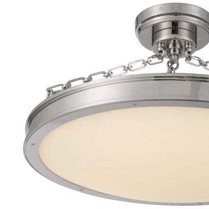 Cameron LED 24in Semi-Flush Mount Polished Nickel &h Etched Glass - - Golden Lighting