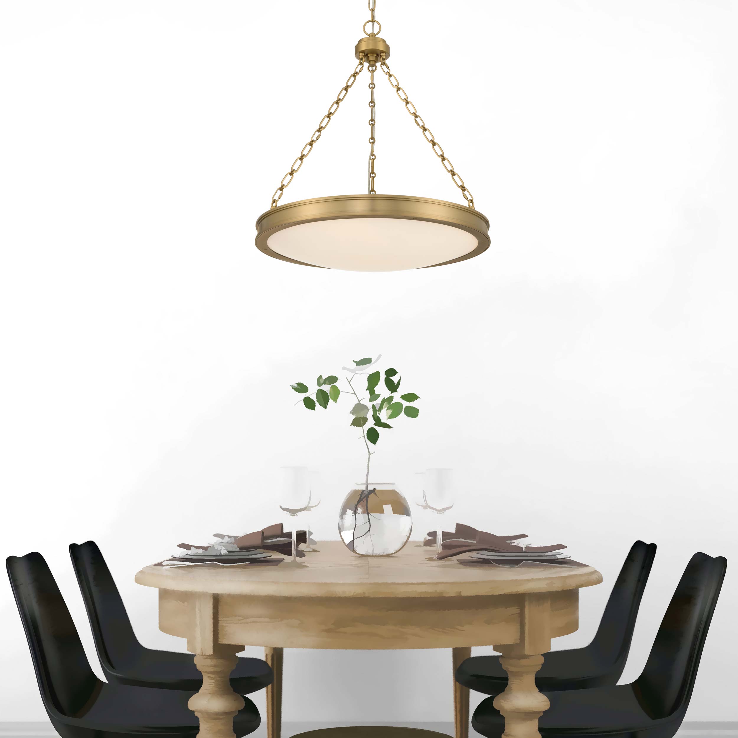 Golden Lighting Cameron Integrated LED 24in Pendant in Brushed Champagne Brass with Etched Glass - - Golden Lighting