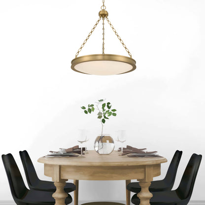 Golden Lighting Cameron Integrated LED 24in Pendant in Brushed Champagne Brass with Etched Glass - - Golden Lighting