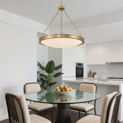 Golden Lighting Cameron Integrated LED 30in Pendant in Brushed Champagne Brass with Etched Glass - - Golden Lighting
