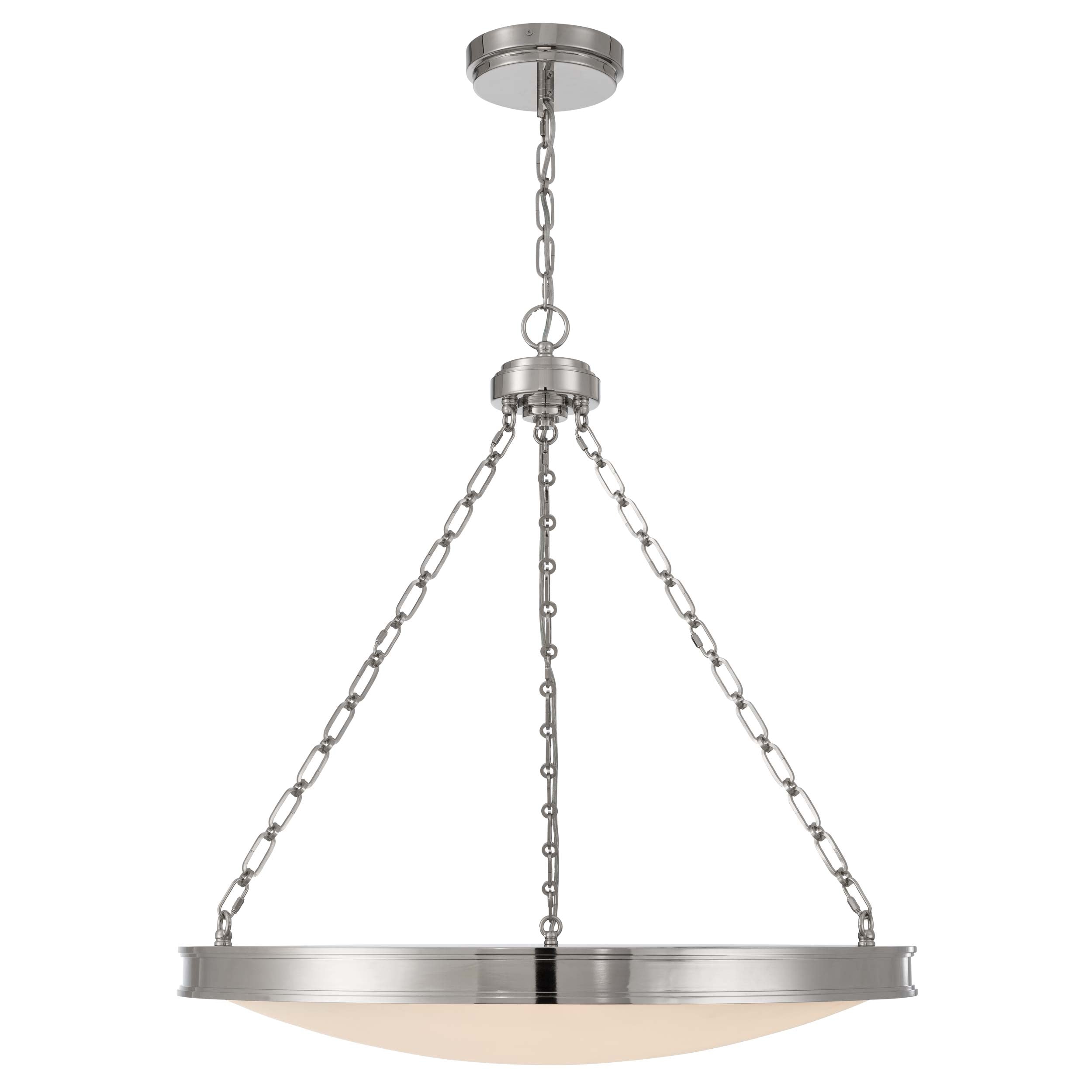 Golden Lighting Cameron Integrated LED 30in Pendant in Polished Nickel with Etched Glass