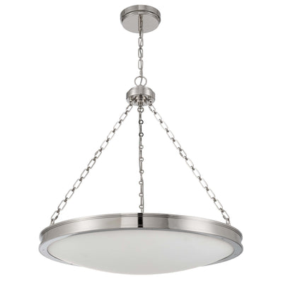 Golden Lighting Cameron Integrated LED 30in Pendant in Polished Nickel with Etched Glass - - Golden Lighting