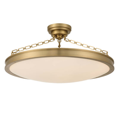Cameron LED 30in Semi-Flush Brushed Champagne Brass & Etched Glass - Golden Lighting