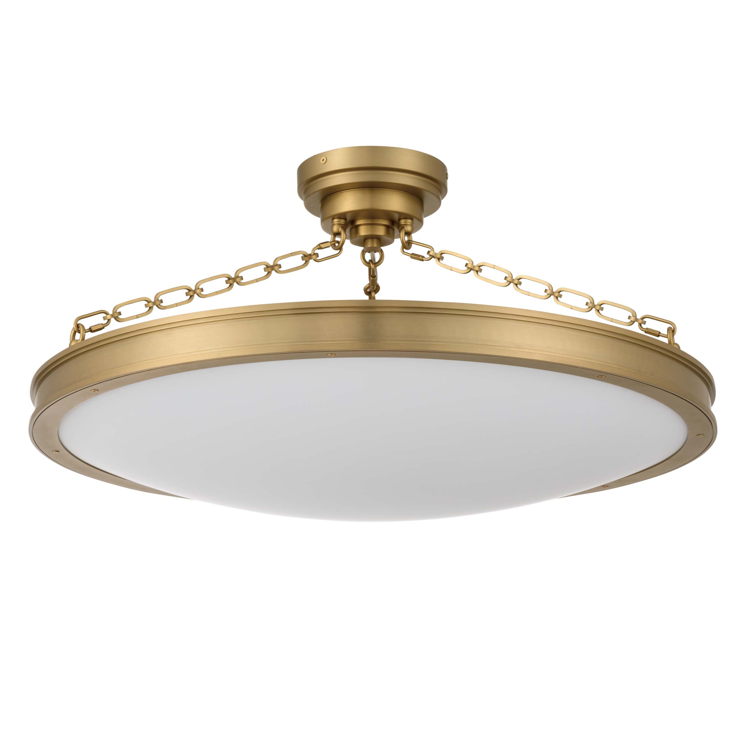 Cameron LED 30in Semi-Flush Brushed Champagne Brass & Etched Glass - - Golden Lighting