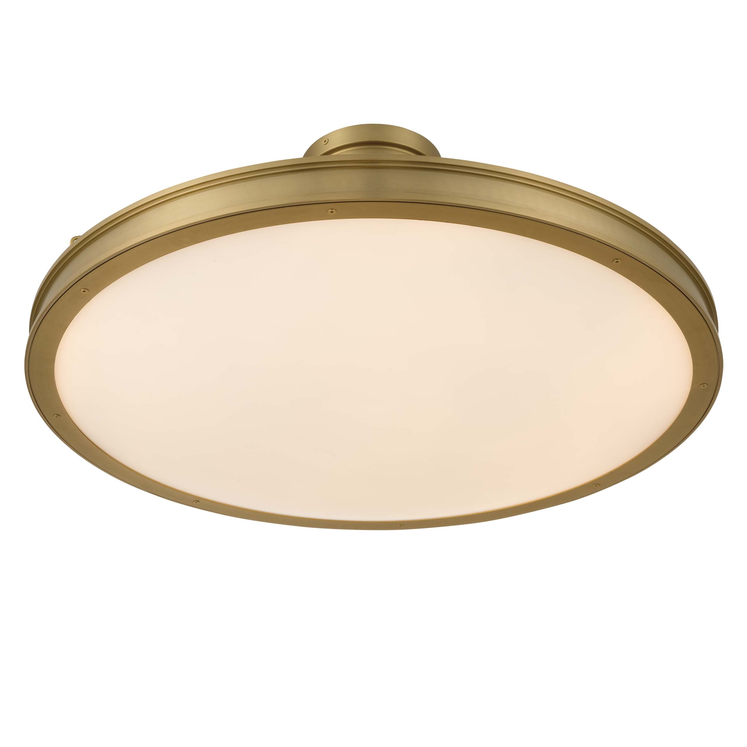 Cameron LED 30in Semi-Flush Brushed Champagne Brass & Etched Glass - - Golden Lighting