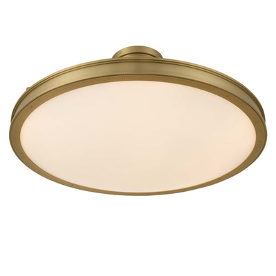 Cameron LED 30in Semi-Flush Brushed Champagne Brass & Etched Glass, view from below - Golden Lighting