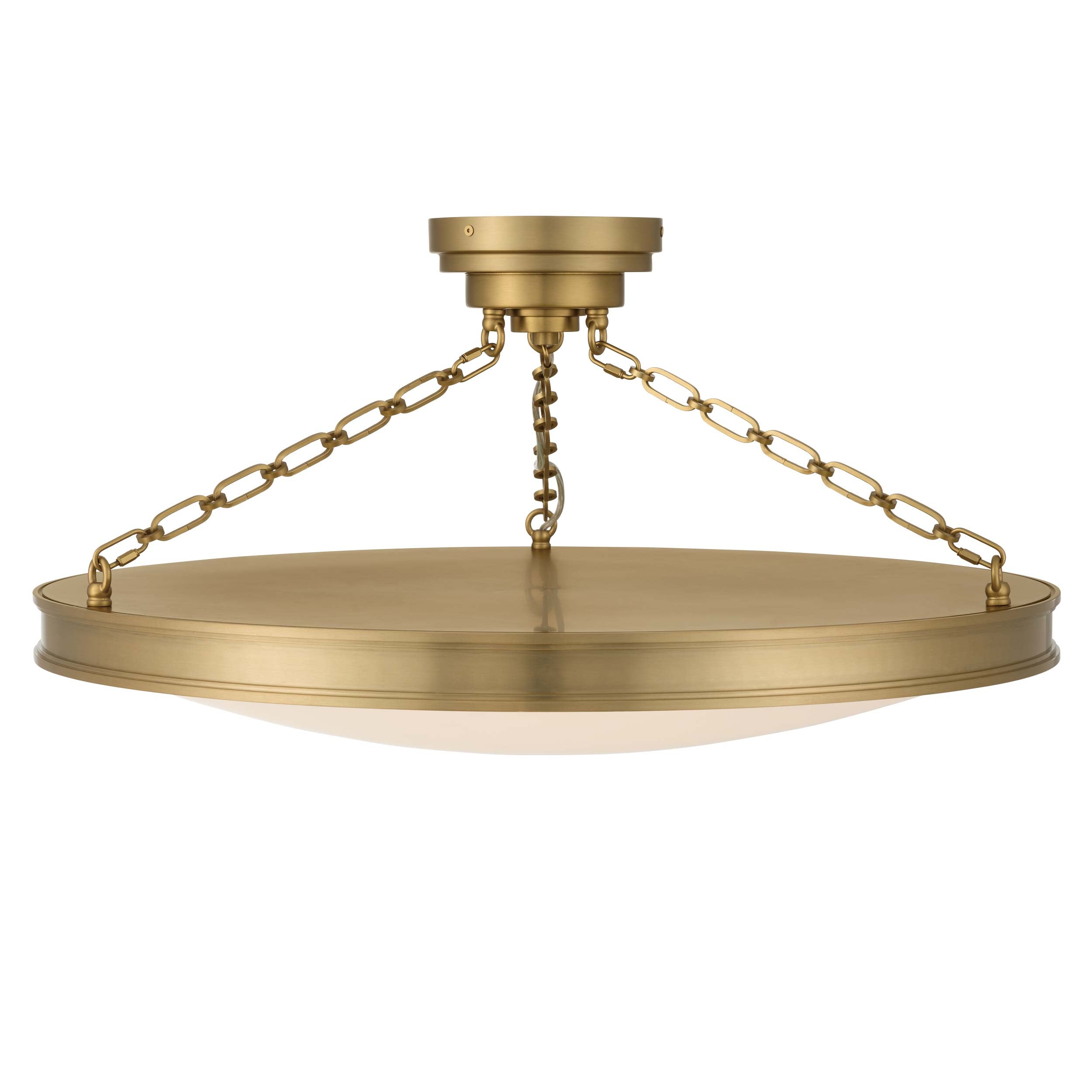 Cameron LED 30in Semi-Flush Brushed Champagne Brass & Etched Glass - - Golden Lighting