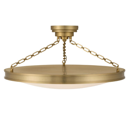 Cameron LED 30in Semi-Flush Brushed Champagne Brass & Etched Glass - - Golden Lighting