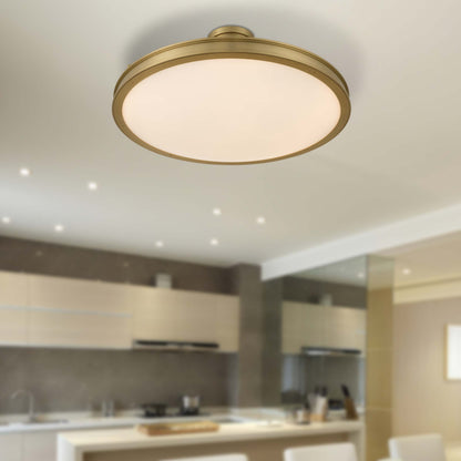Cameron LED 30in Semi-Flush Brushed Champagne Brass & Etched Glass - - Golden Lighting