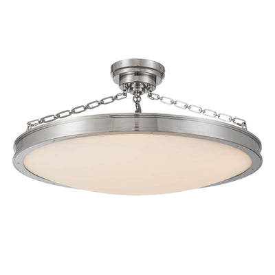 Cameron Integrated LED 30in Semi-Flush Polished Nickel & Etched Glass - Golden Lighting