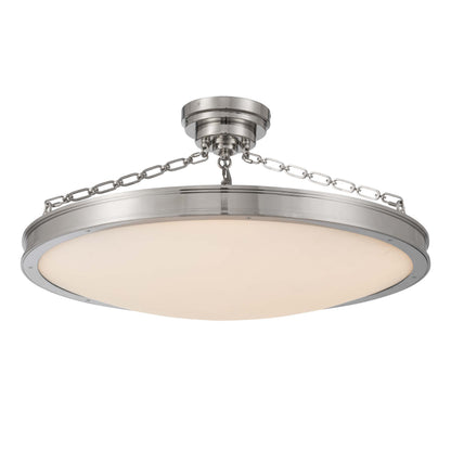 Cameron Integrated LED 30in Semi-Flush Polished Nickel & Etched Glass - - Golden Lighting