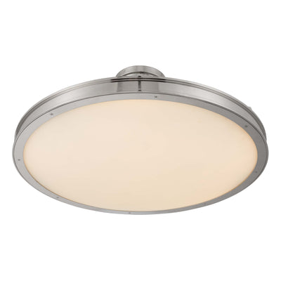Cameron Integrated LED 30in Semi-Flush Polished Nickel & Etched Glass, view from below - Golden Lighting