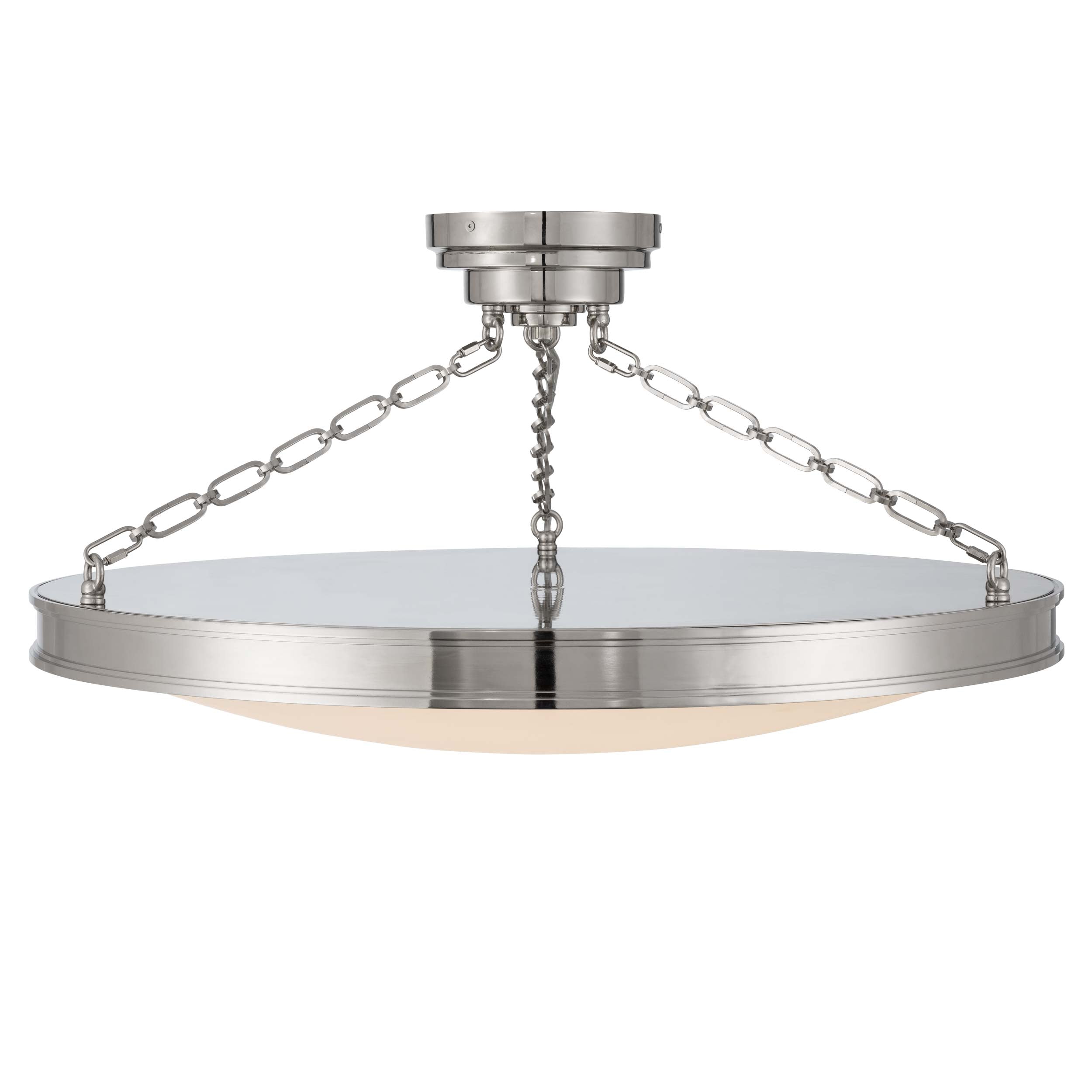 Cameron Integrated LED 30in Semi-Flush Polished Nickel & Etched Glass - - Golden Lighting