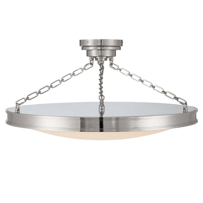 Cameron Integrated LED 30in Semi-Flush Polished Nickel & Etched Glass - - Golden Lighting