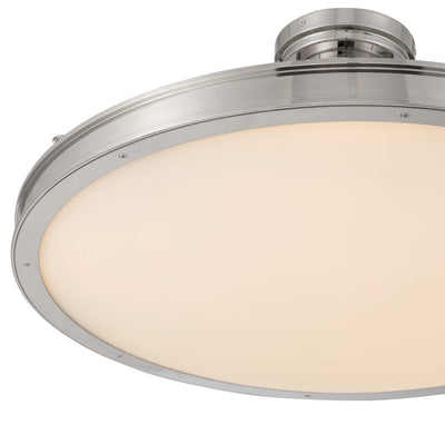 Cameron Integrated LED 30in Semi-Flush Polished Nickel & Etched Glass, finish close-up - Golden Lighting