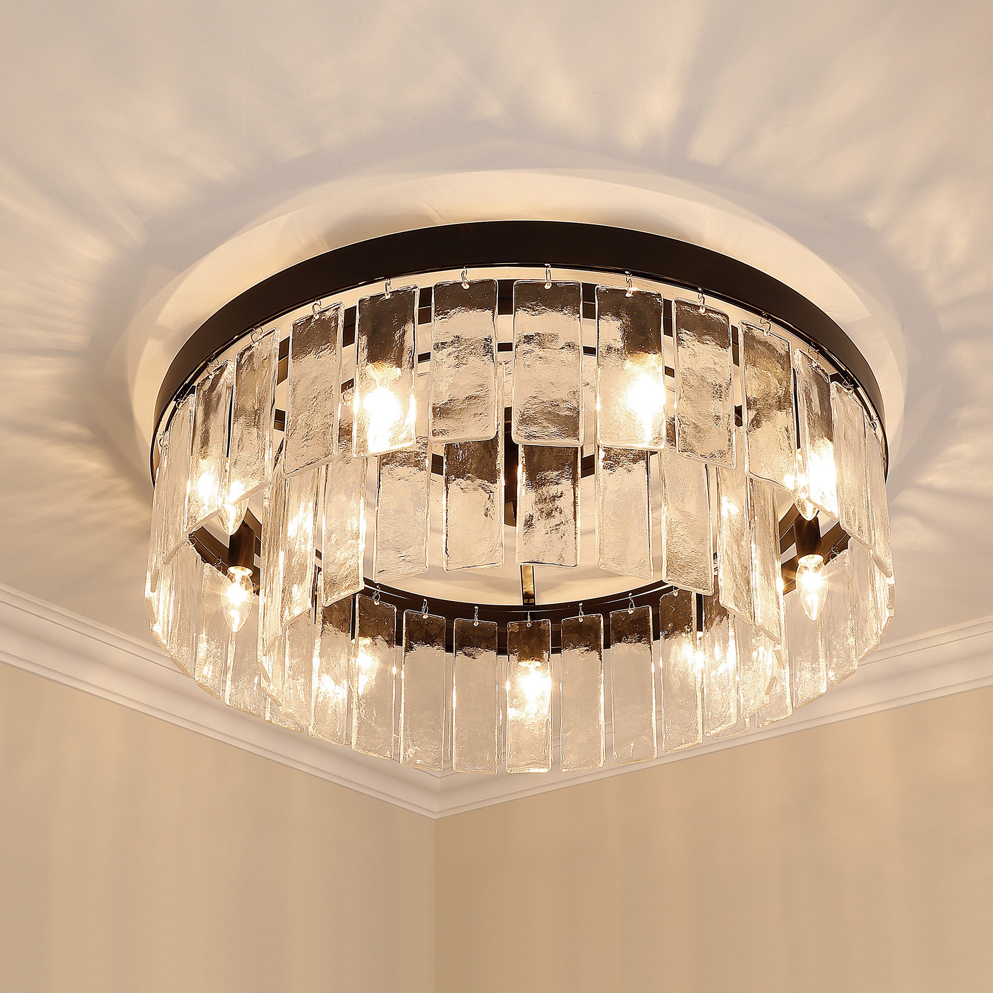 Golden Lighting Ciara 9-light Semi-Flush Mount in Matte Black - - Golden Lighting