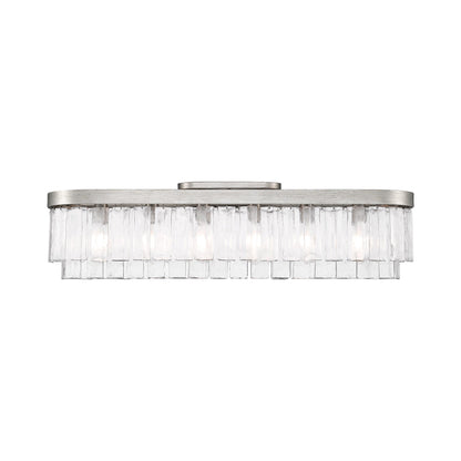 Ciara 6-Light Flush Mount in Peruvian Silver with Hammered Water Glass - - Golden Lighting