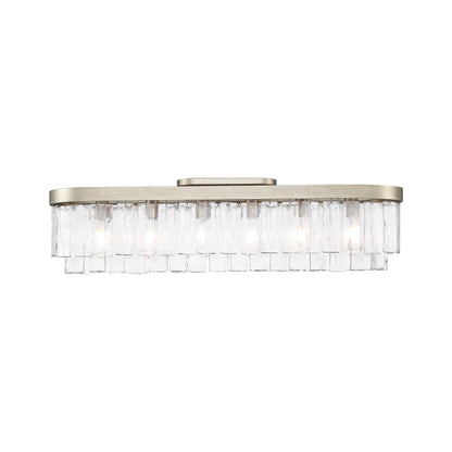 Ciara 6-Light Flush Mount in White Gold with Hammered Water Glass - - Golden Lighting