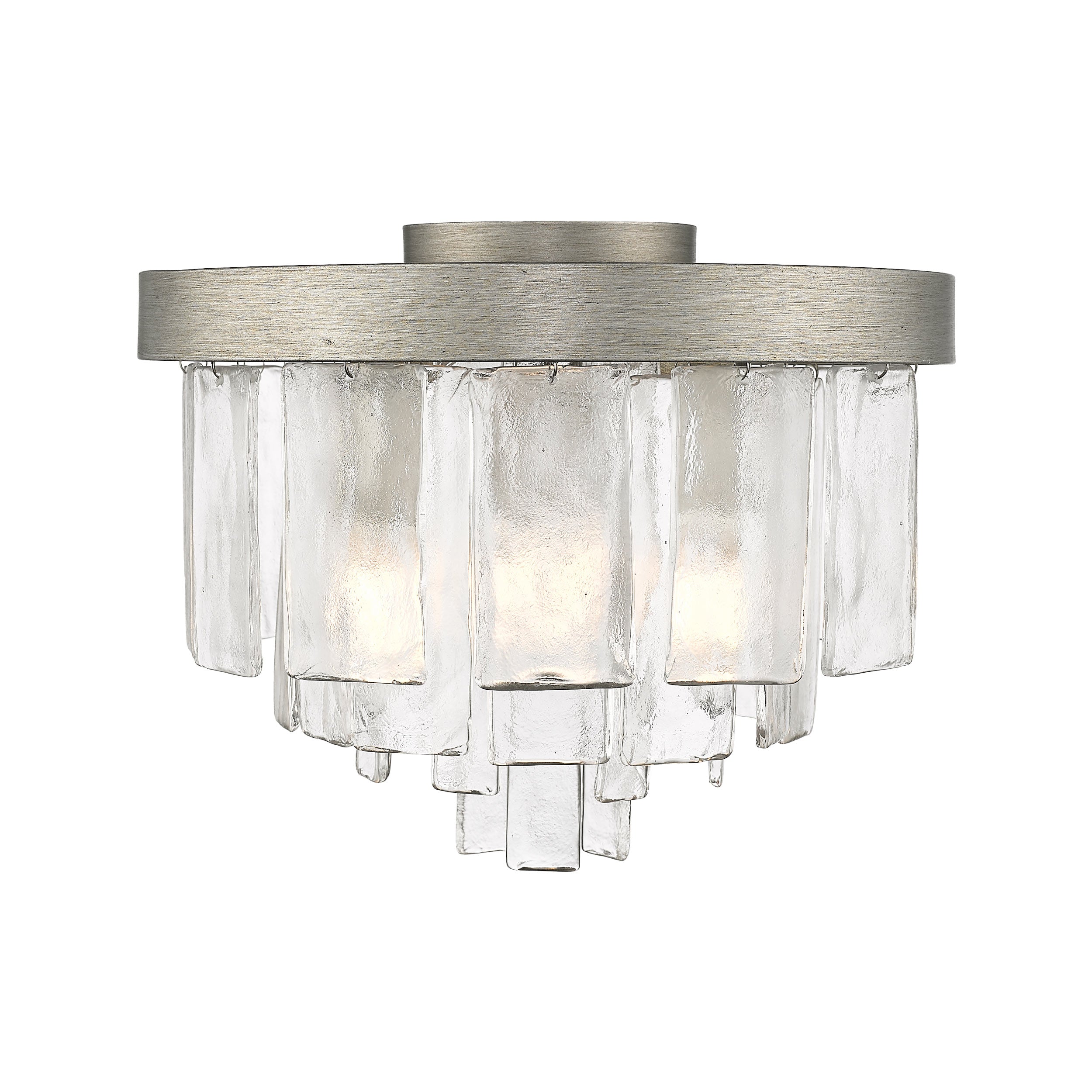Golden Lighting Ciara 3-light Flush Mount in Peruvian Silver - - Golden Lighting