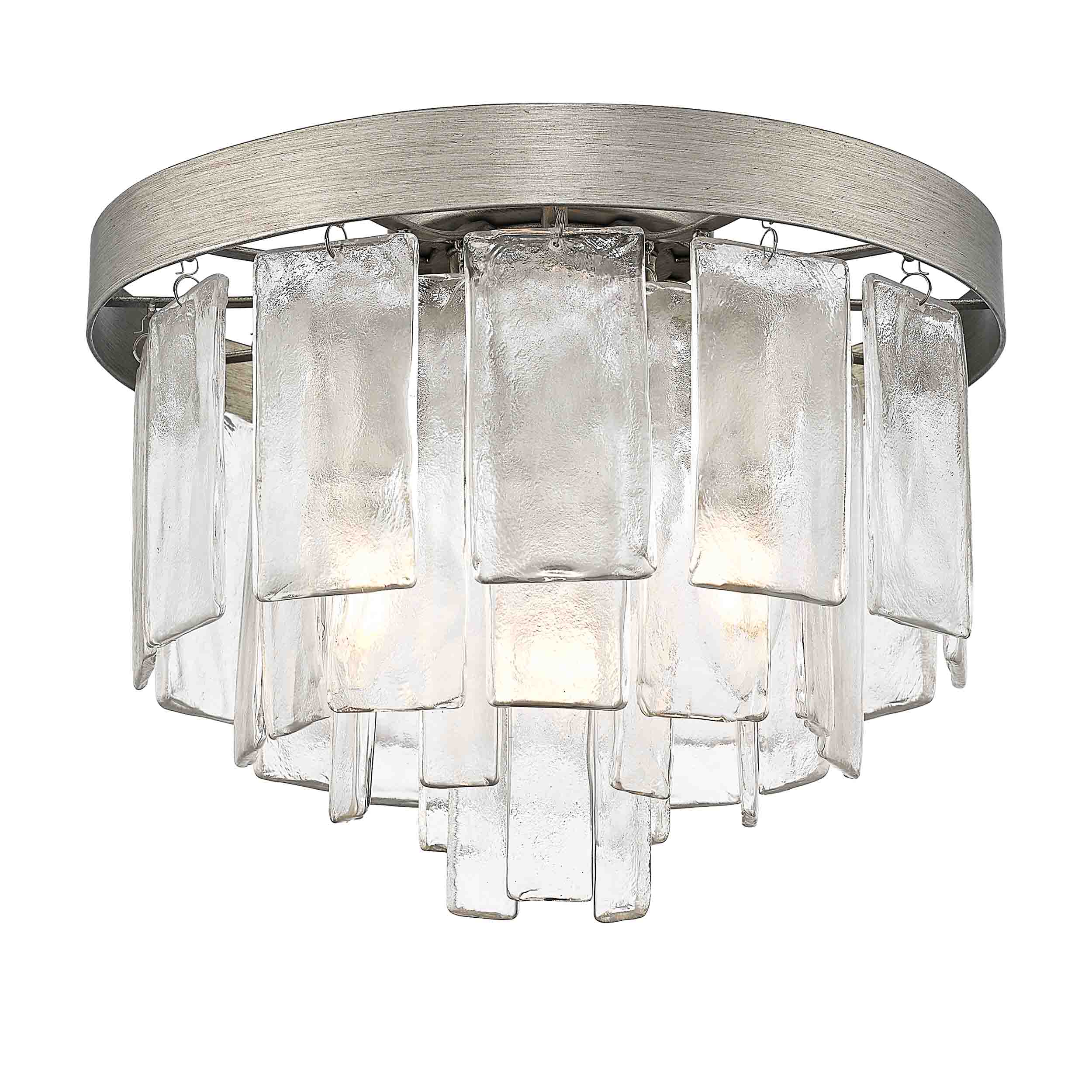 Golden Lighting Ciara 3-light Flush Mount in Peruvian Silver - - Golden Lighting