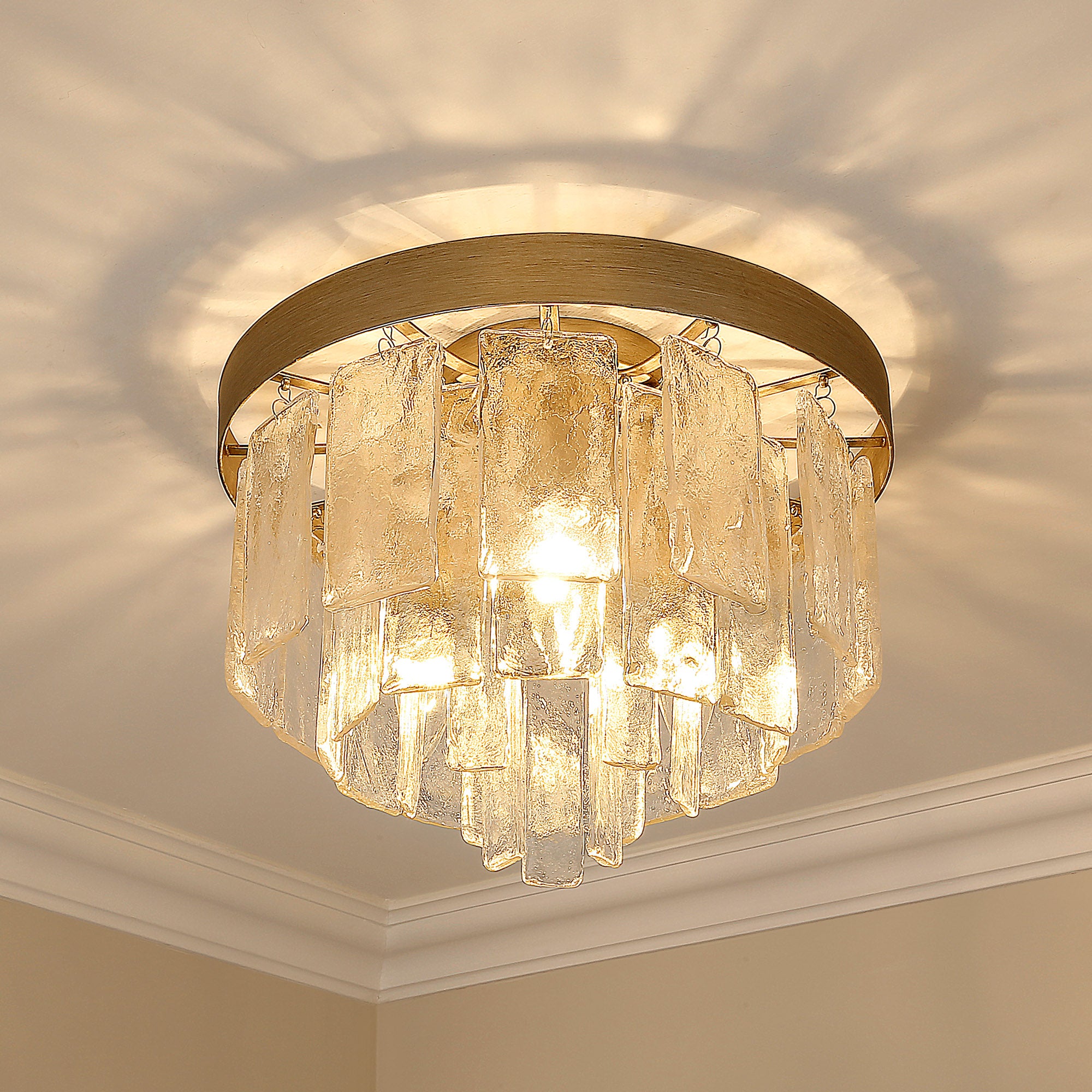 Golden Lighting Ciara 3-light Flush Mount in White Gold - - Golden Lighting