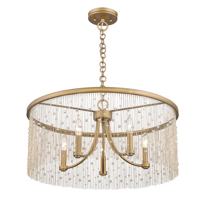 Marilyn CRY 5 Light Chandelier in Peruvian Gold with Crystal Strands - Peruvian Gold / No Shade / NA - Golden Lighting