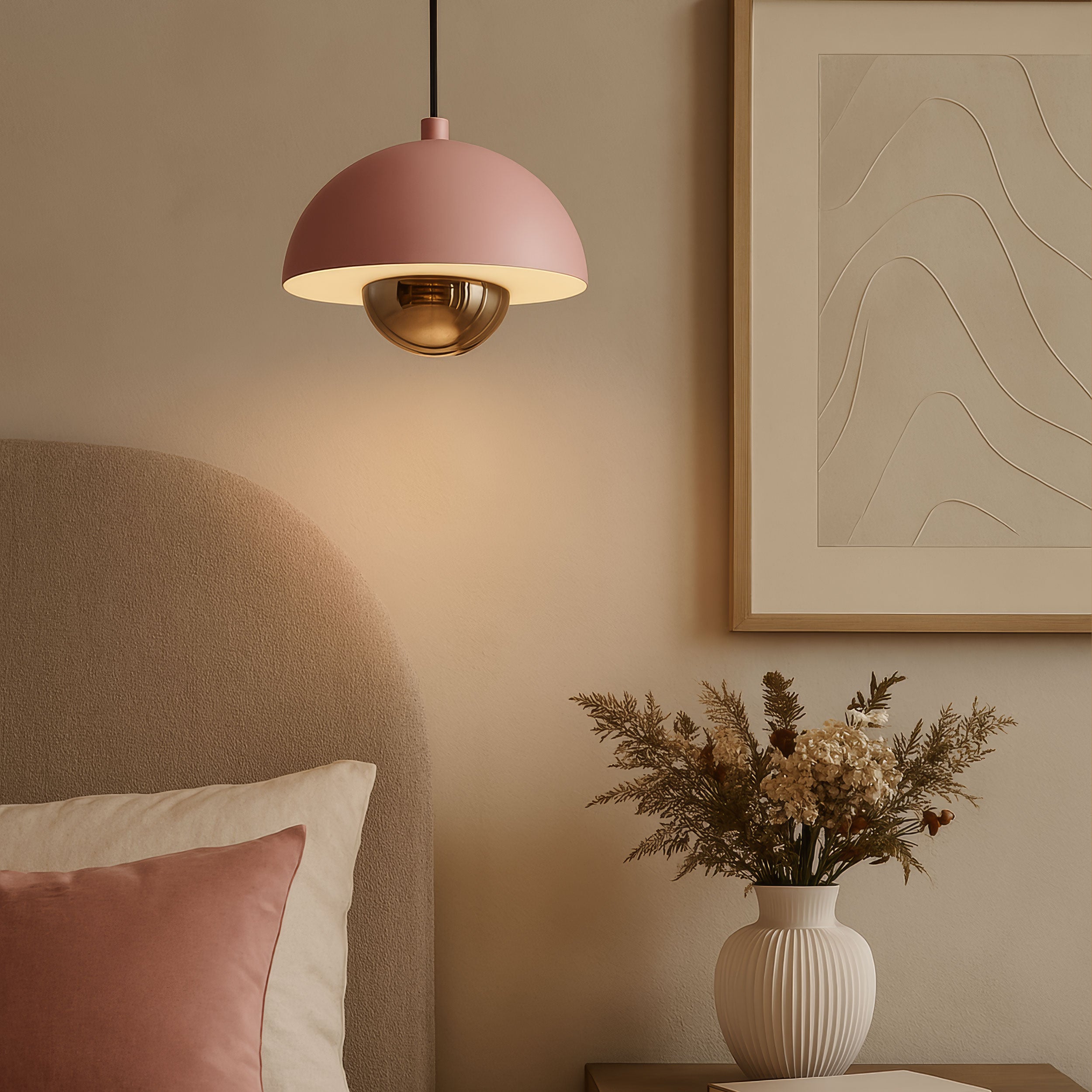 Vintra Integrated LED Pendant in Dusty Rose