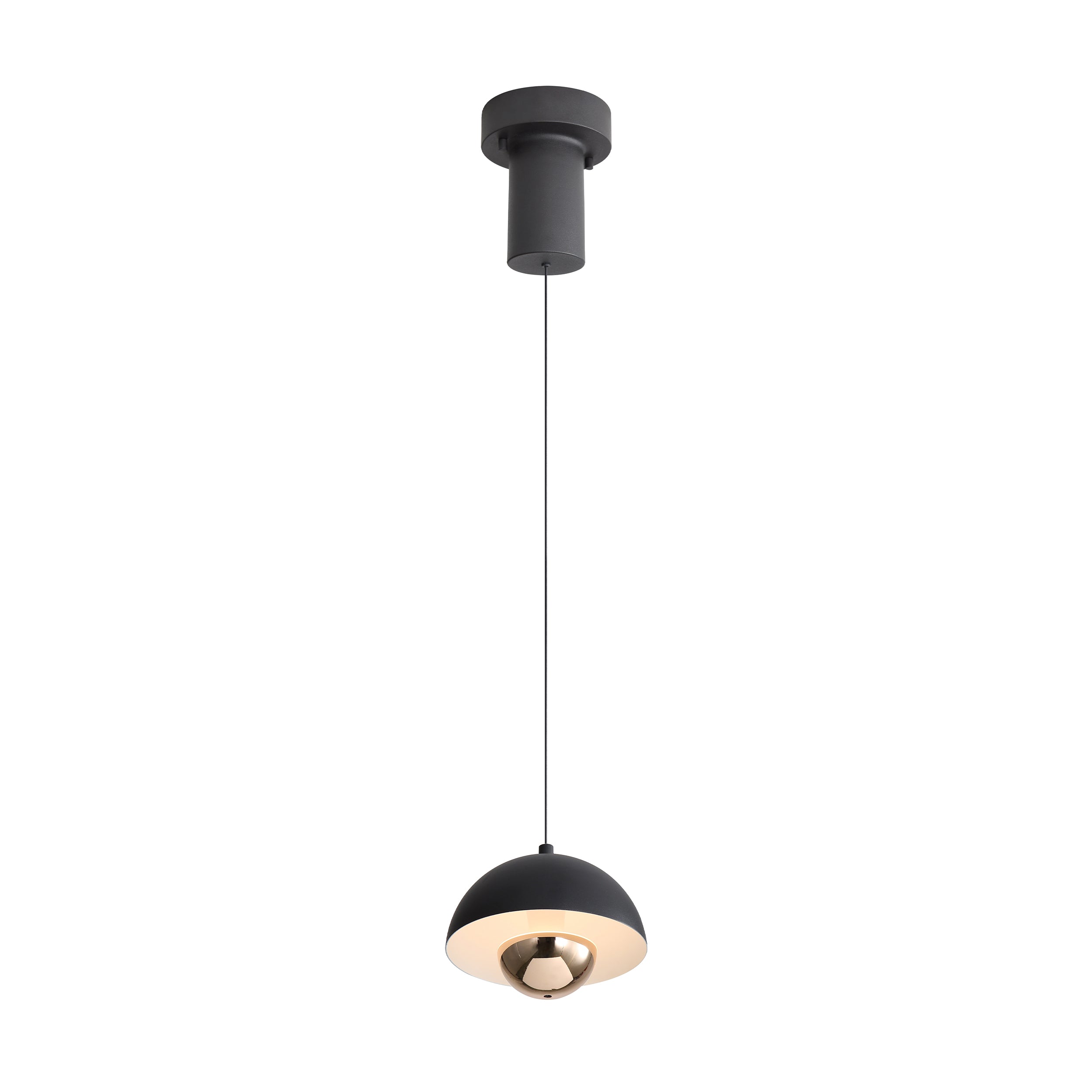 Vintra Integrated LED Pendant in Sand Black and Copper shade