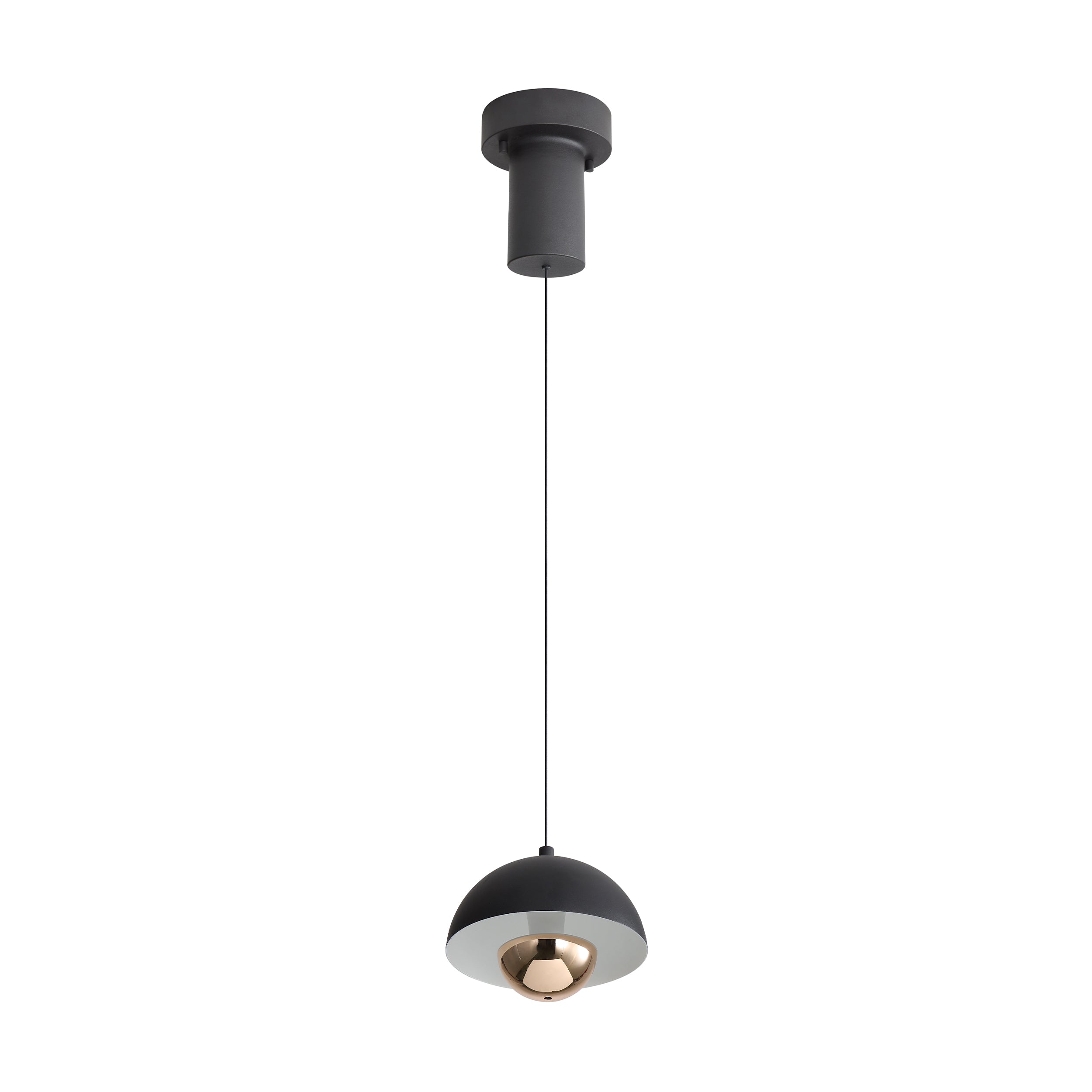 Vintra Integrated LED Pendant in Sand Black and Copper shade