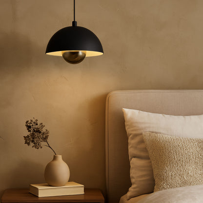 Vintra Integrated LED Pendant in Sand Black and Copper shade