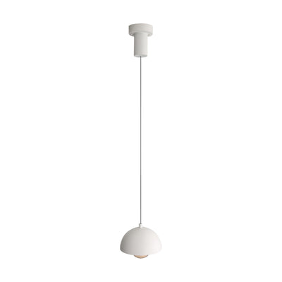 Vintra Integrated LED Pendant in Sand White and Copper shade, side view - Golden Lighting