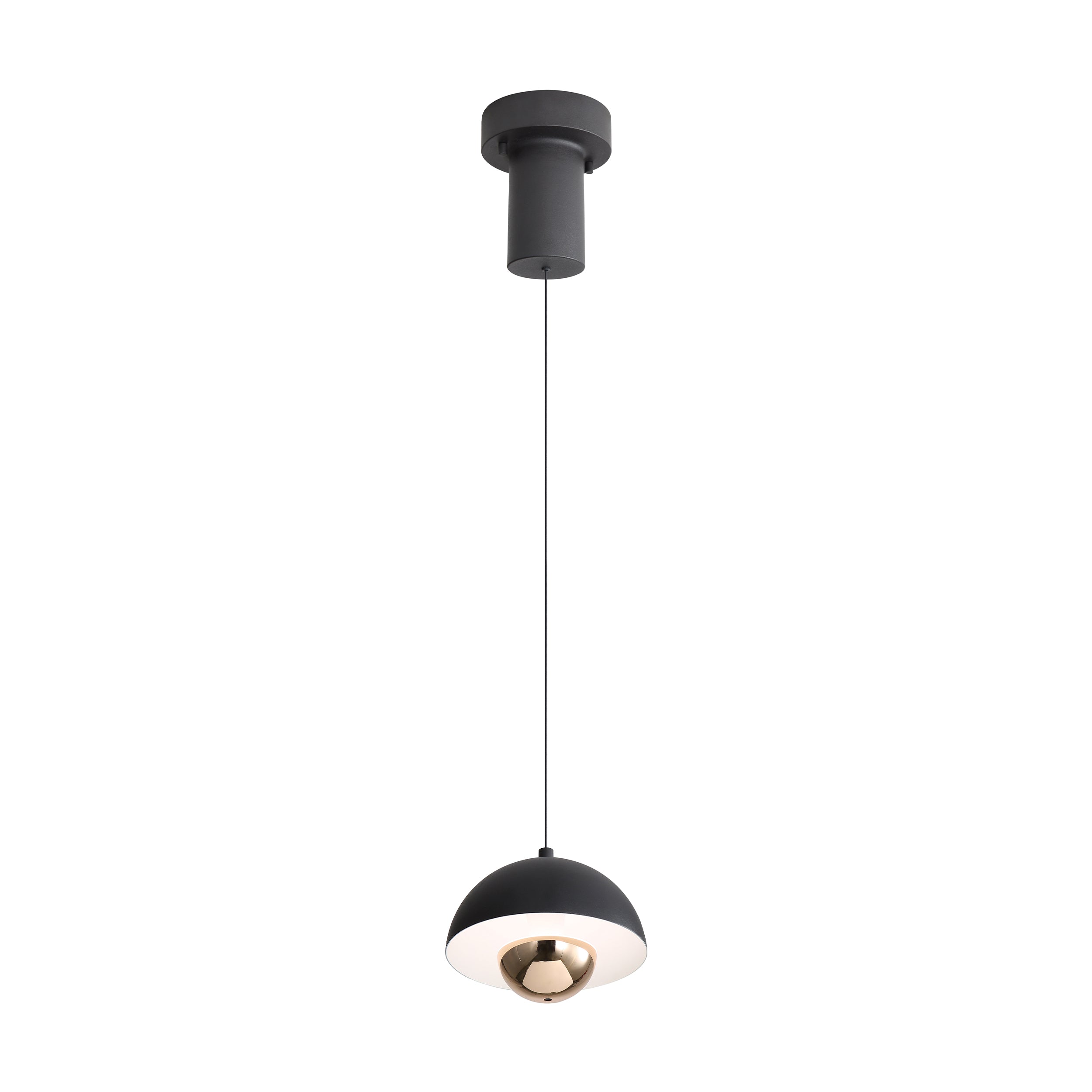 Vintra LED 1-Light Pendant in Sand Black with Copper - - Golden Lighting