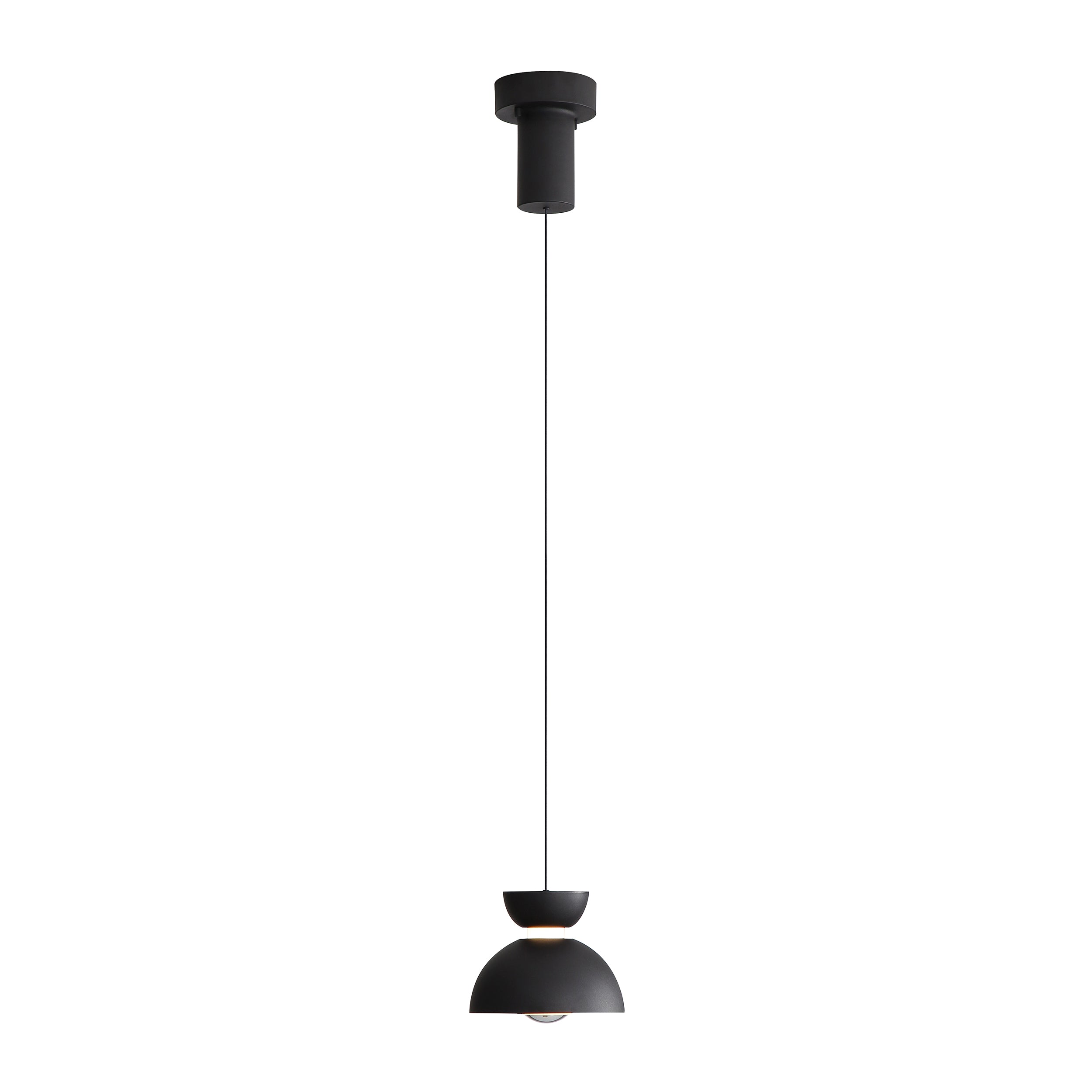 Vintra Integrated LED Pendant in Sand Black and Chrome shade