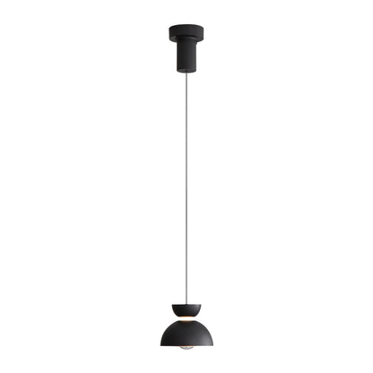 Vintra Integrated LED Pendant in Sand Black and Chrome shade