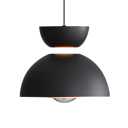 Vintra Integrated LED Pendant in Sand Black and Chrome shade