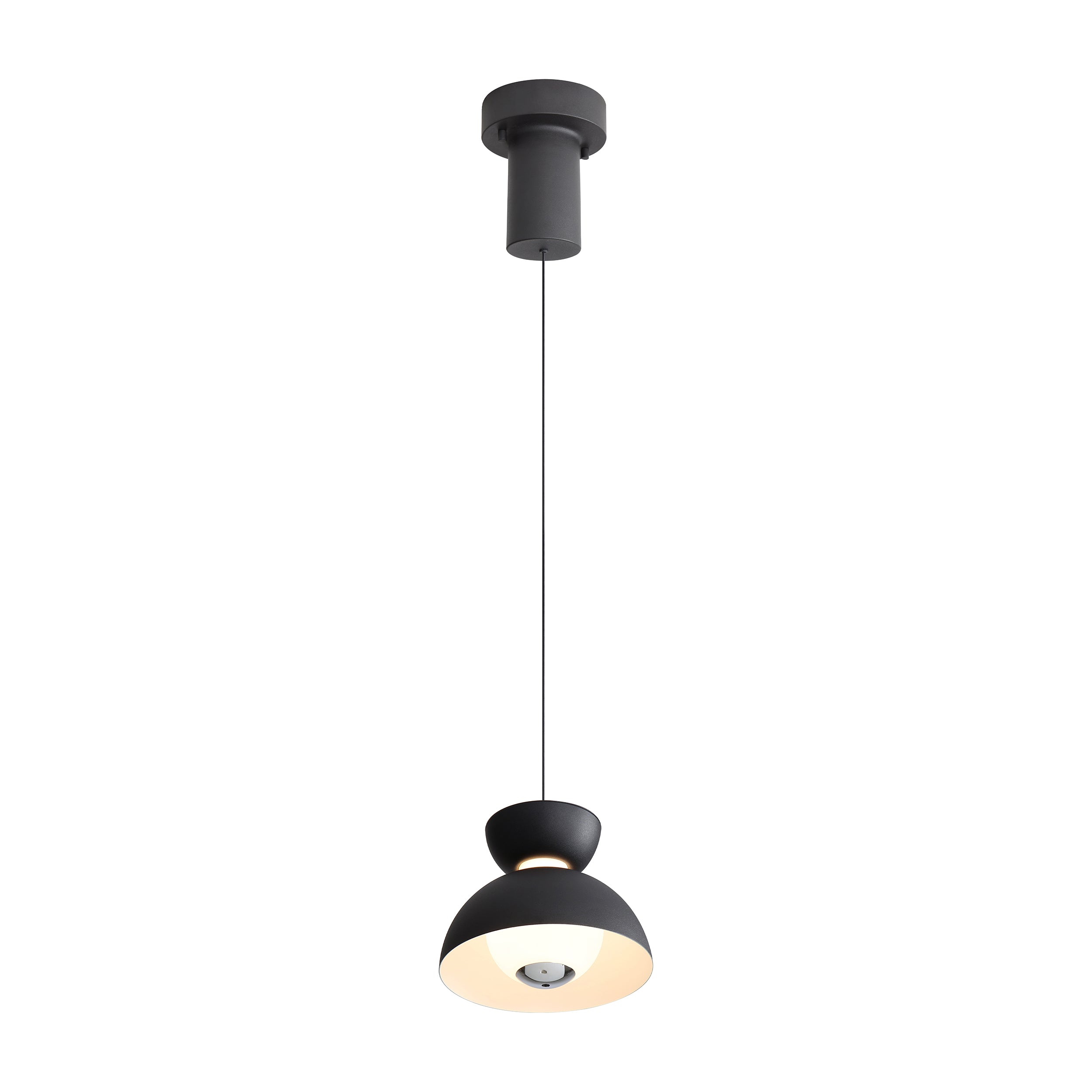 Vintra Integrated LED Pendant in Sand Black and Chrome shade