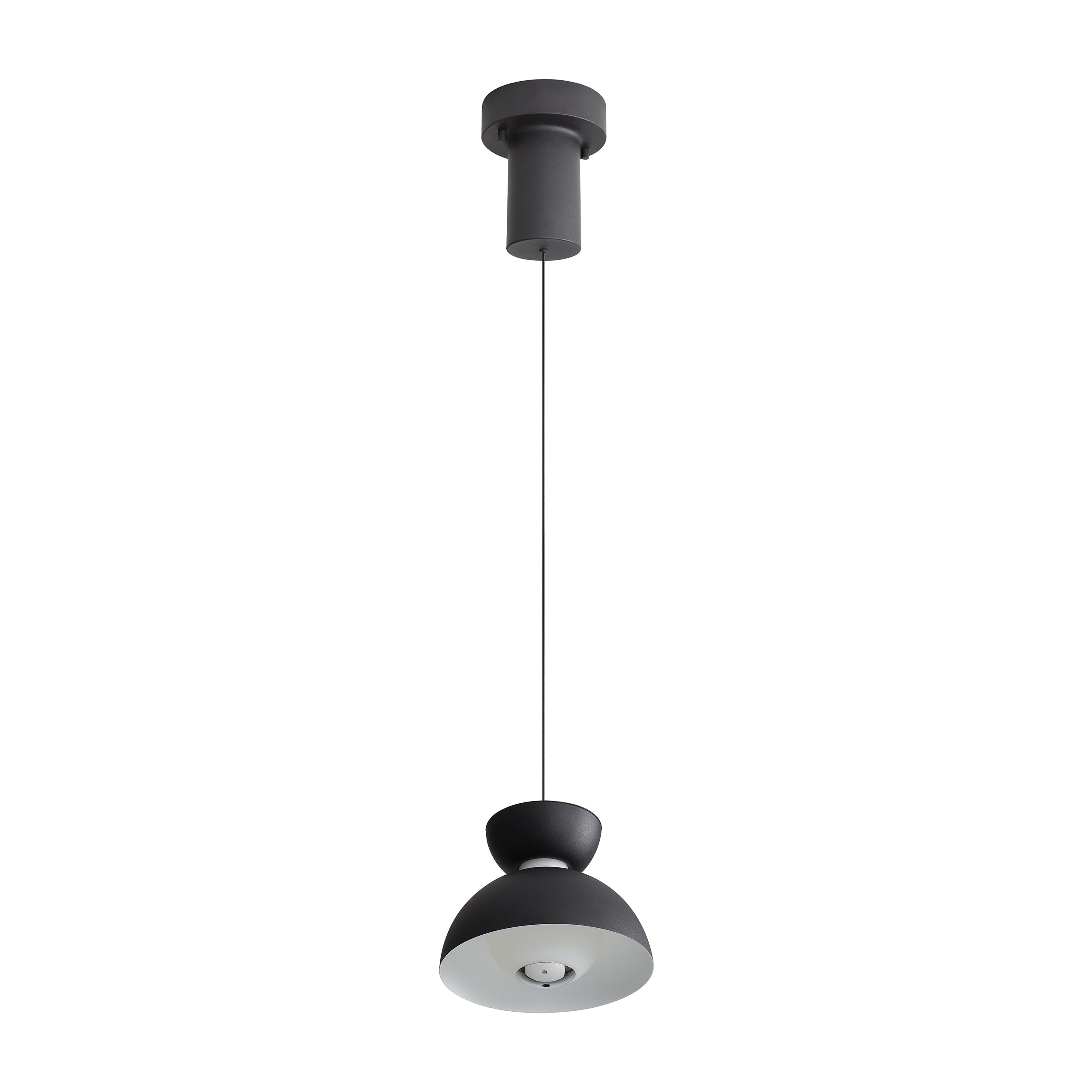 Vintra Integrated LED Pendant in Sand Black and Chrome shade