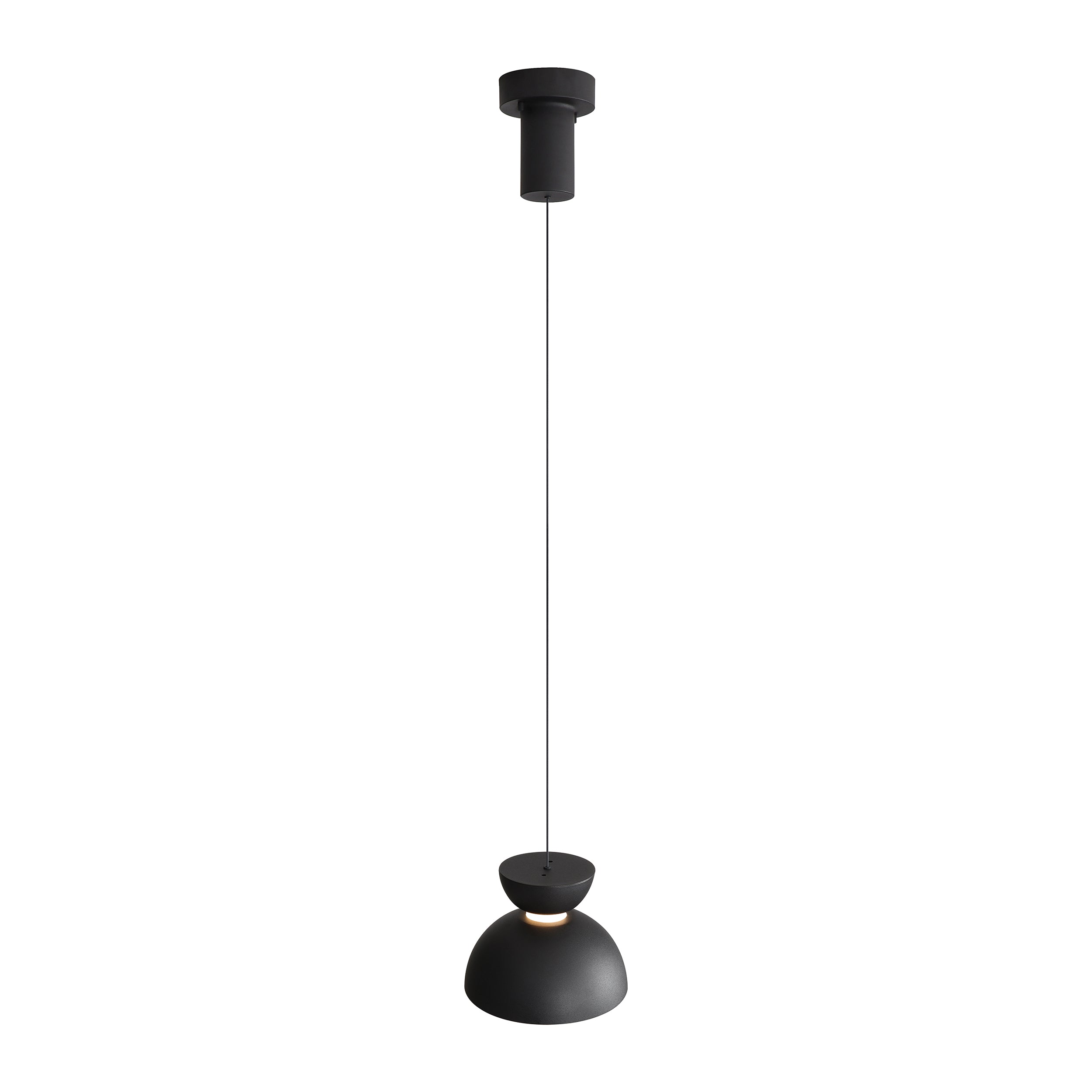 Vintra Integrated LED Pendant in Sand Black and Chrome shade