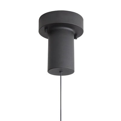 Vintra Integrated LED Pendant in Sand Black and Chrome shade, canopy and backplate view - Golden Lighting