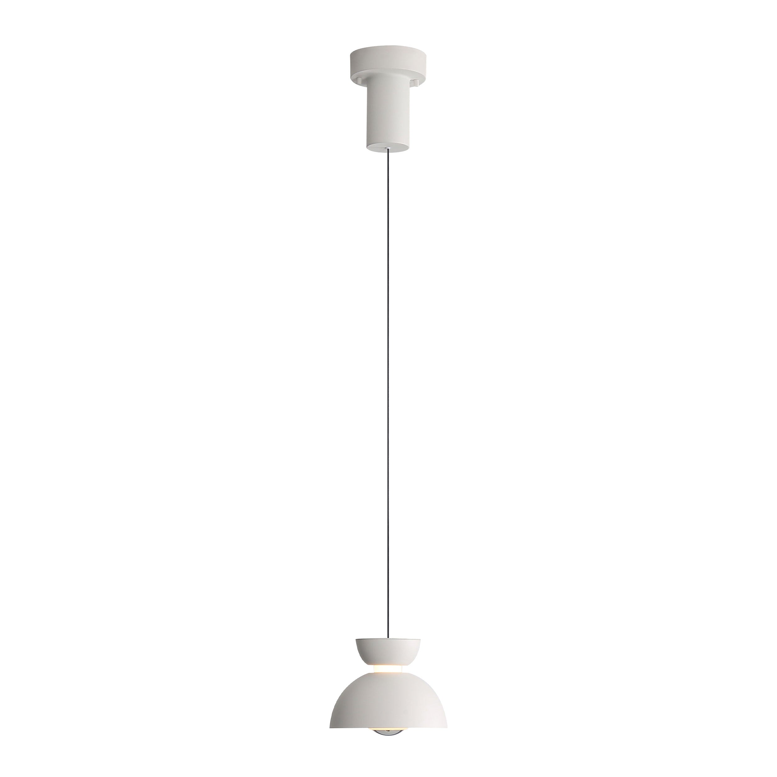 Vintra Integrated LED Pendant in Sand White and Chrome shade
