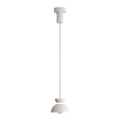 Vintra Integrated LED Pendant in Sand White and Chrome shade, alternate view - Golden Lighting