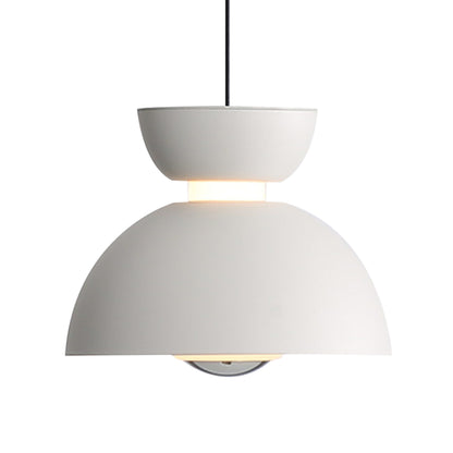 Vintra Integrated LED Pendant in Sand White and Chrome shade