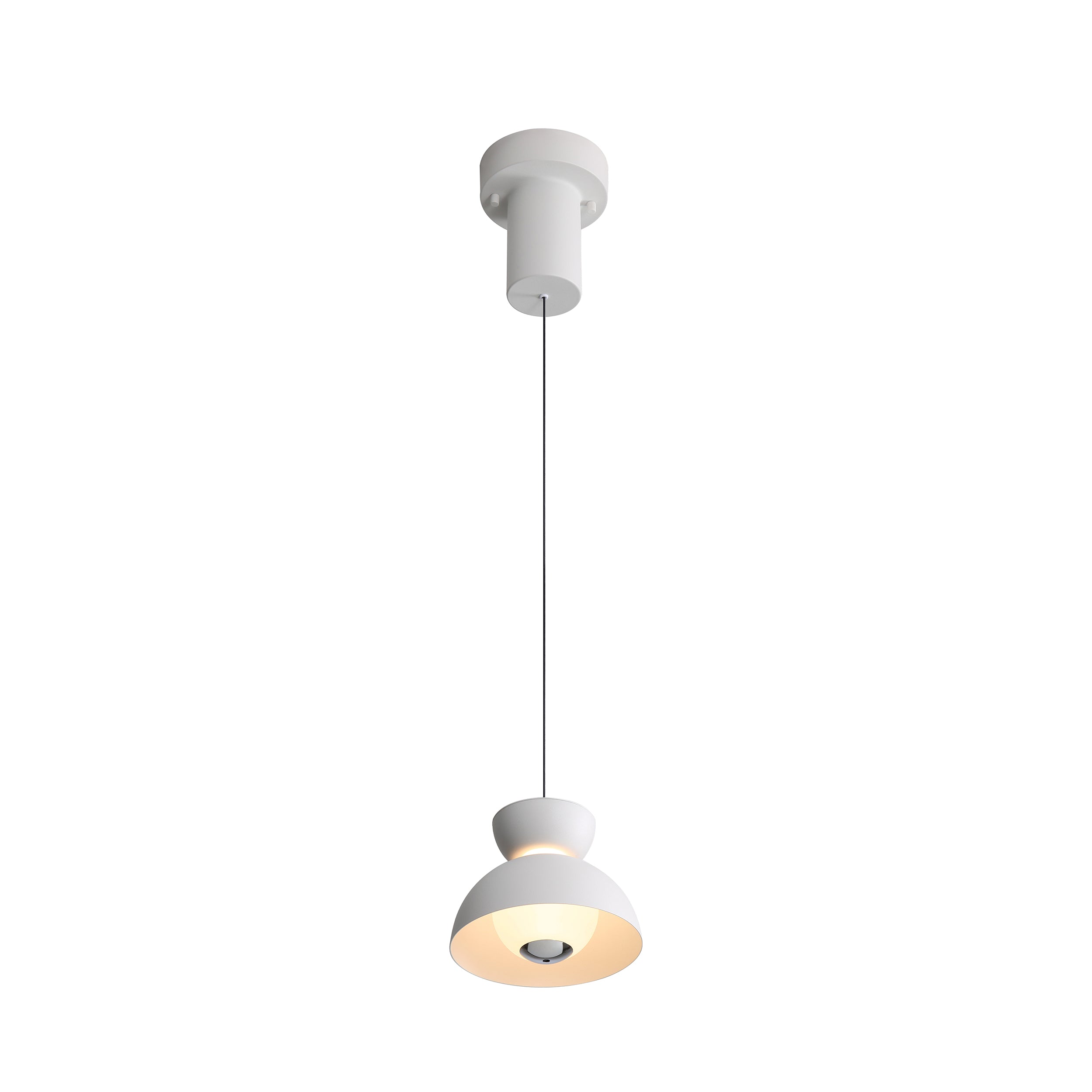 Vintra Integrated LED Pendant in Sand White and Chrome shade
