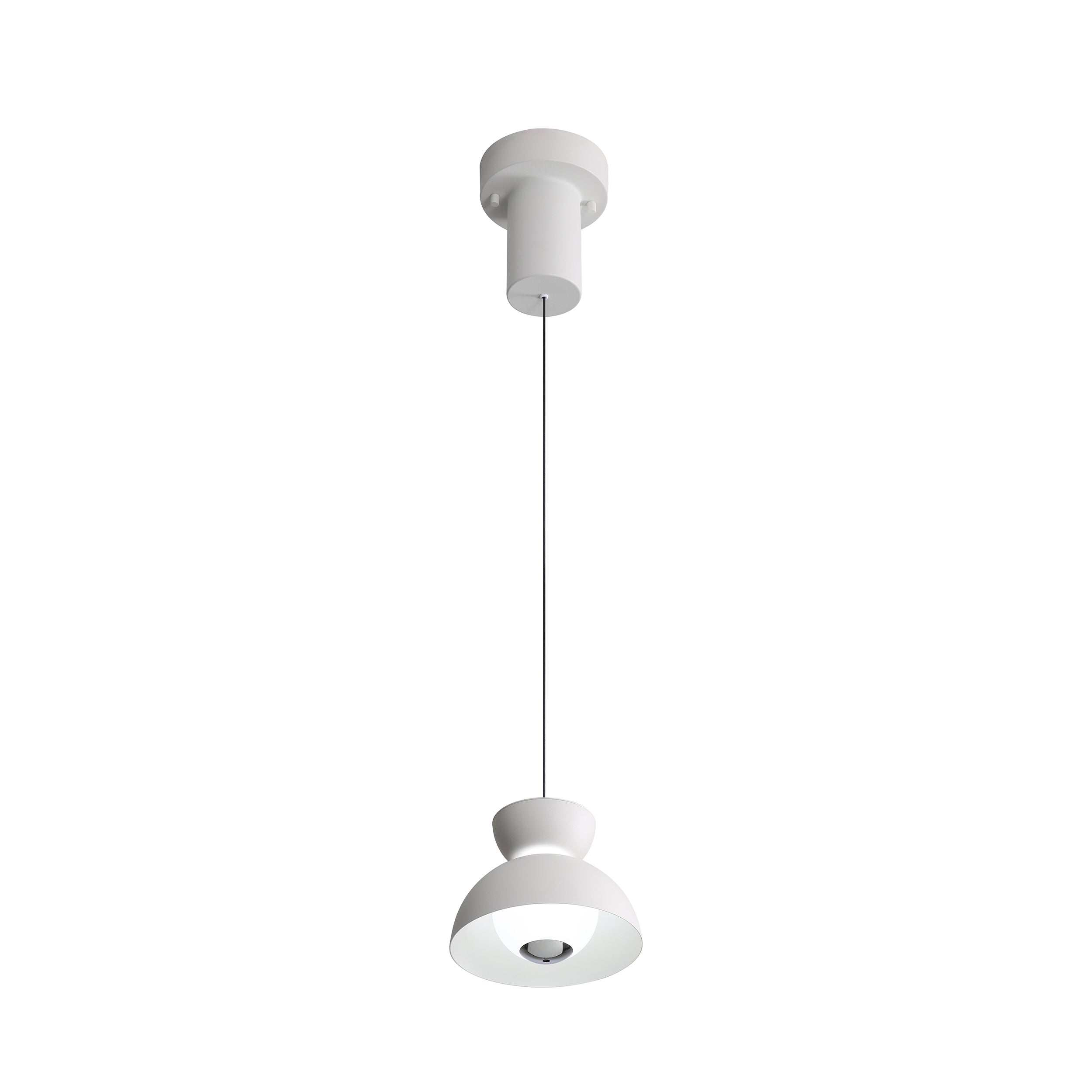 Vintra Integrated LED Pendant in Sand White and Chrome shade